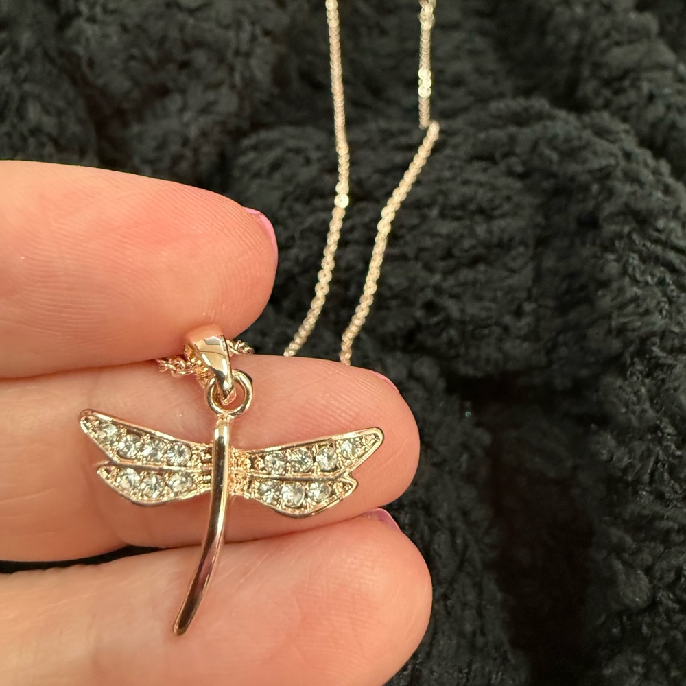 Park Lane “Illuminate” Rose Gold Dragonfly Pendant Necklace